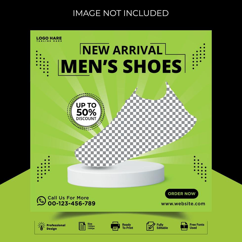 Men's Shoes Social Media Post Template vector