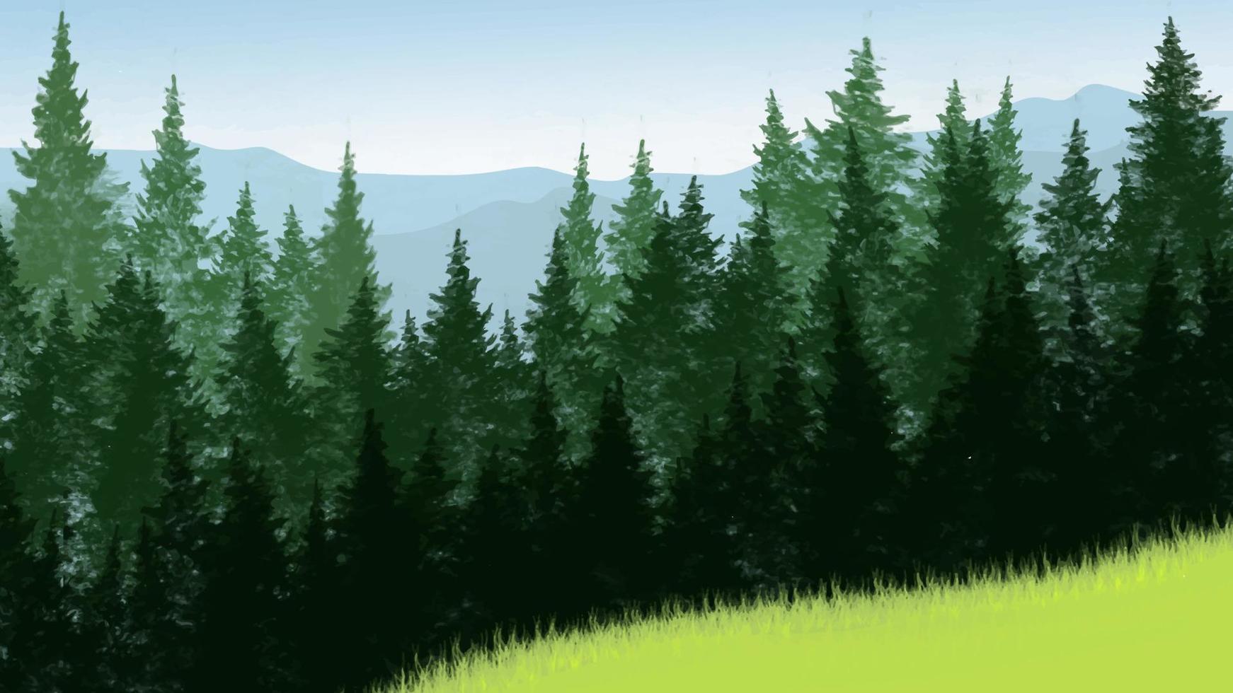 forest landscape, flat design, vector illustration background