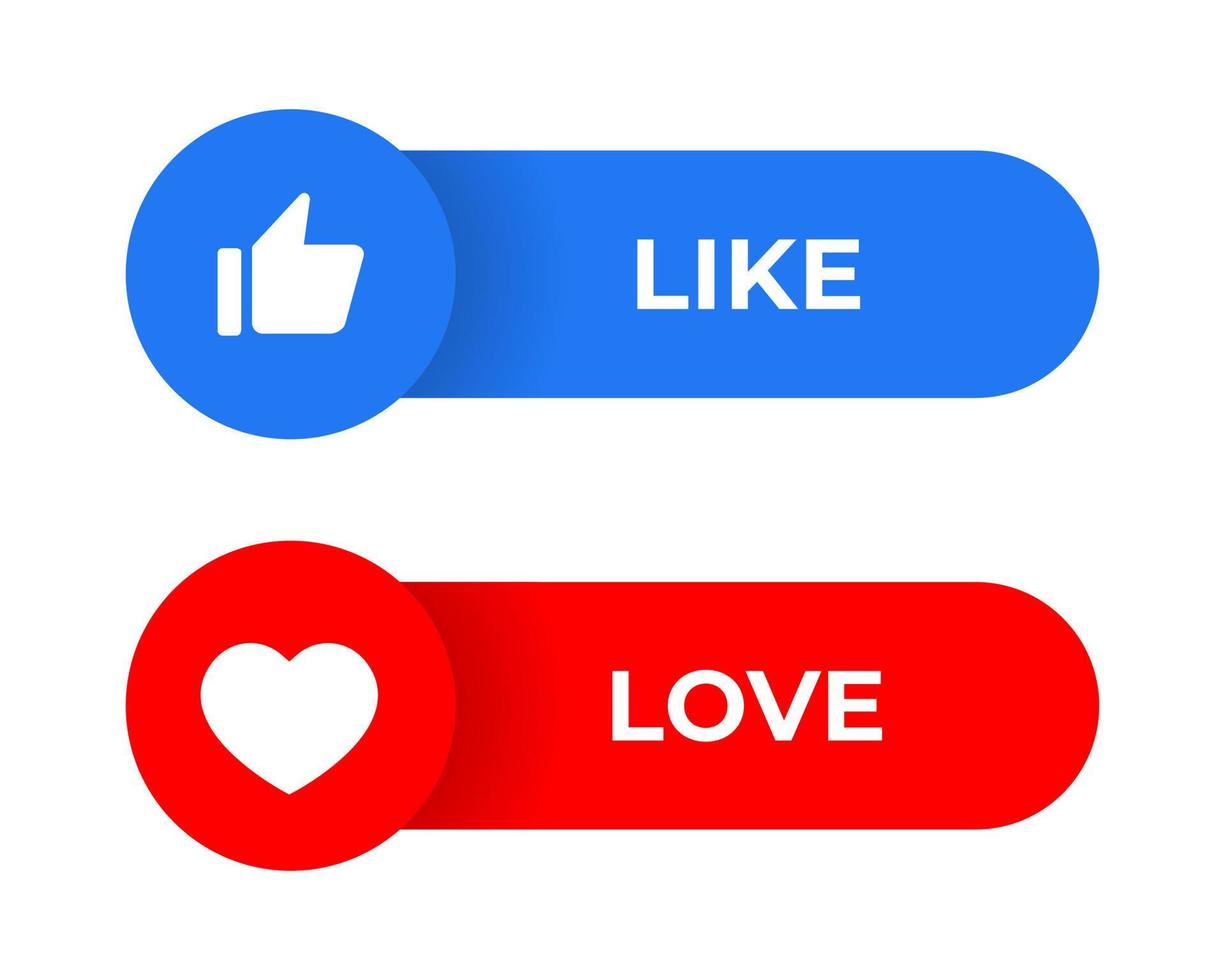 Like and love icon vector in flat style. Social media elements