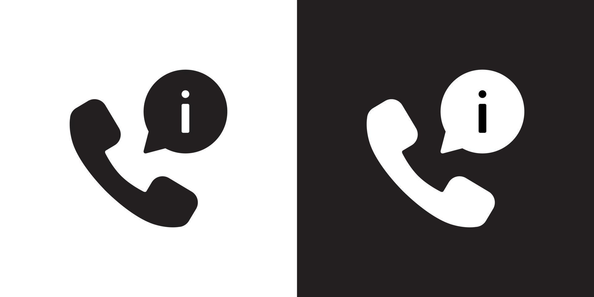 vector de icono de persona de contacto. teléfono con el símbolo i en la burbuja del habla