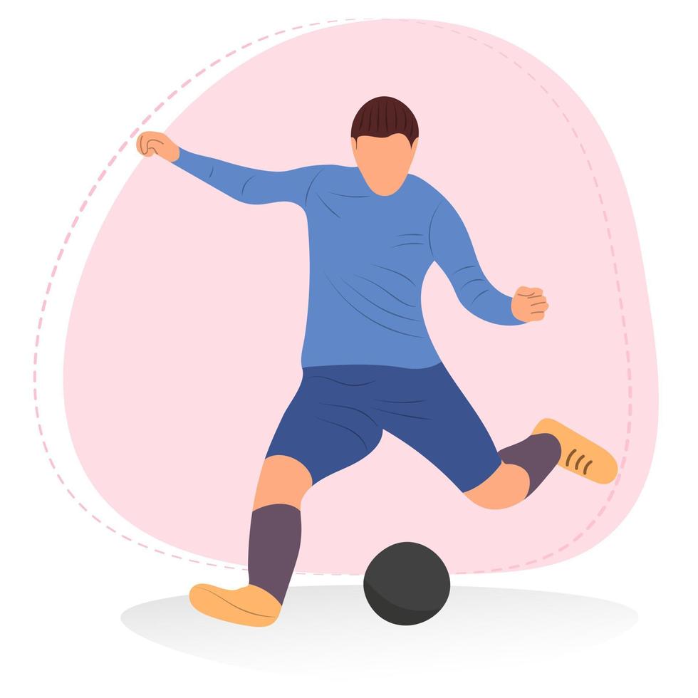 atleta futbolista en el juego con la pelota. fútbol, deporte. estilo plano, vector aislado.