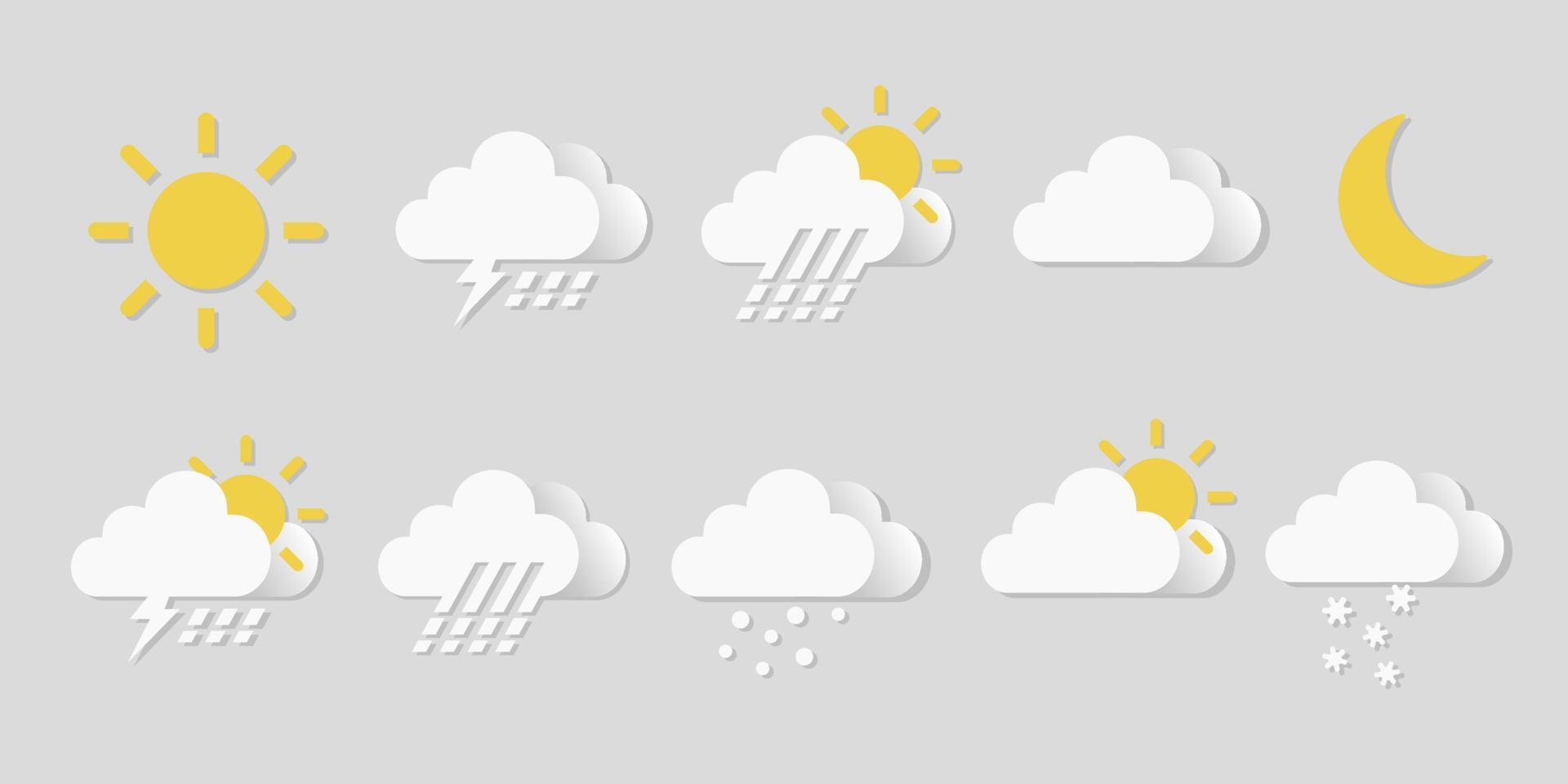 Collection set of cartoon weather icons vector