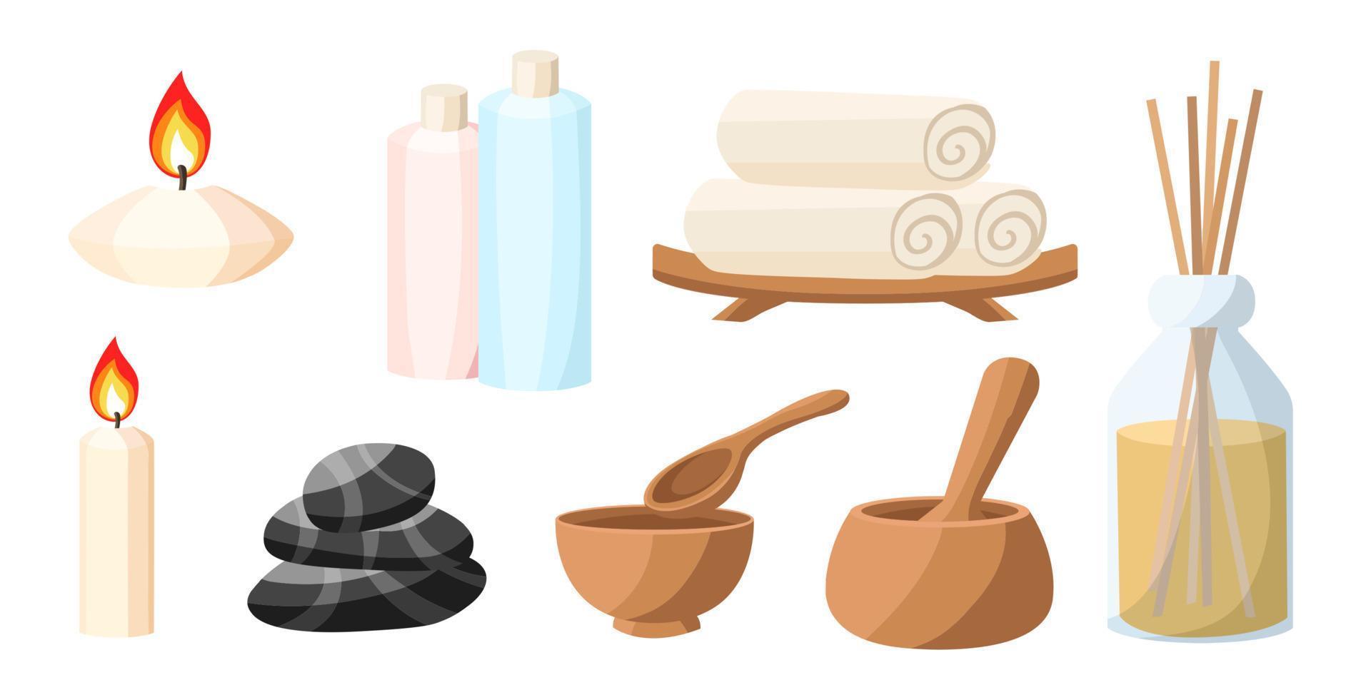 Collection set of cartoon aromatherapy tools vector