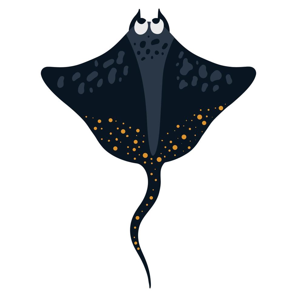 mantarraya. animal marino submarino. ilustración vectorial sobre un fondo blanco en estilo de dibujos animados. vector