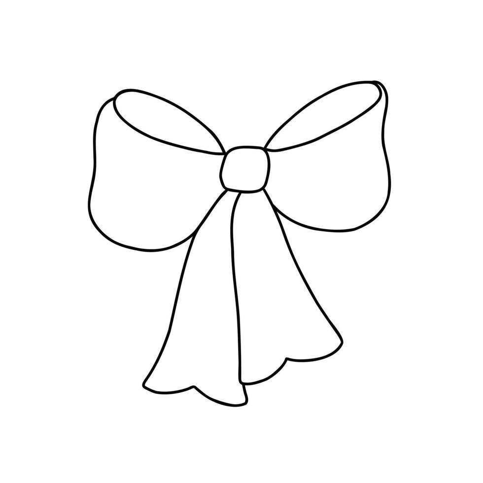 Simple outline bow festive contour vector illustration for holiday events design, birthday, greeting cards, banners