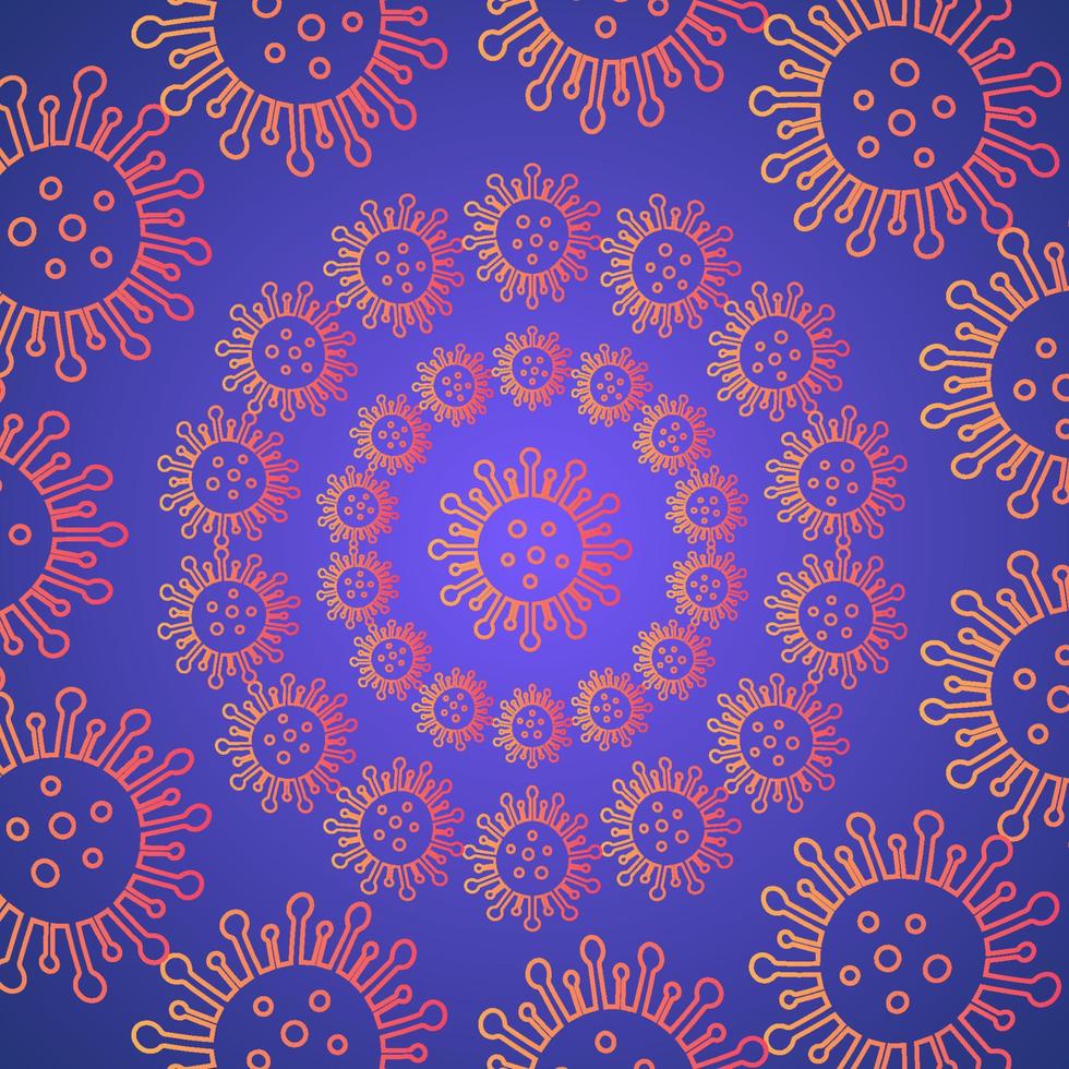Coronavirus covid-19 pandemic background with copy space. Pathogen respiratory from Wuhan China. Novel Corona virus 2019-nCoV. Neon colors vector banner.