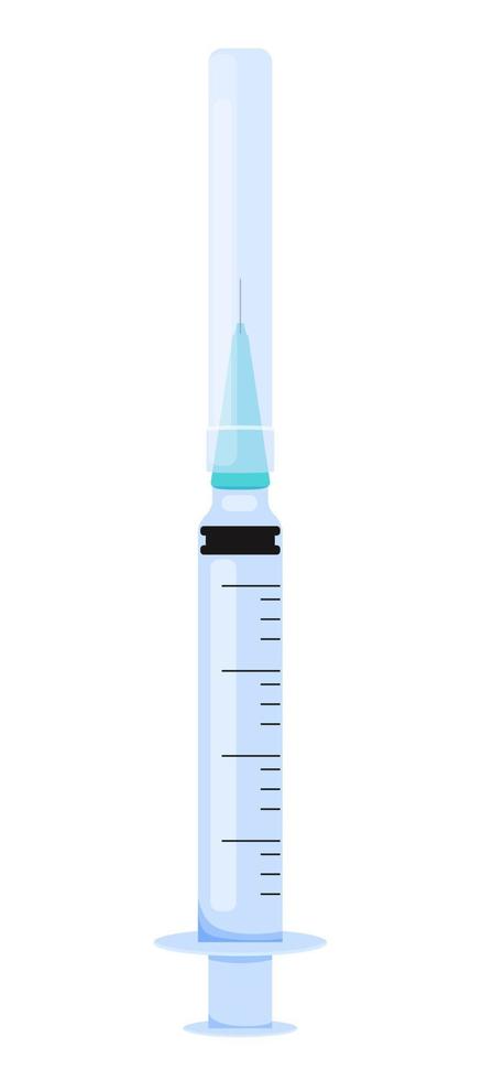 Syringe in cartoon style. Medical tool. Vector stock illustration. White background. Isolated