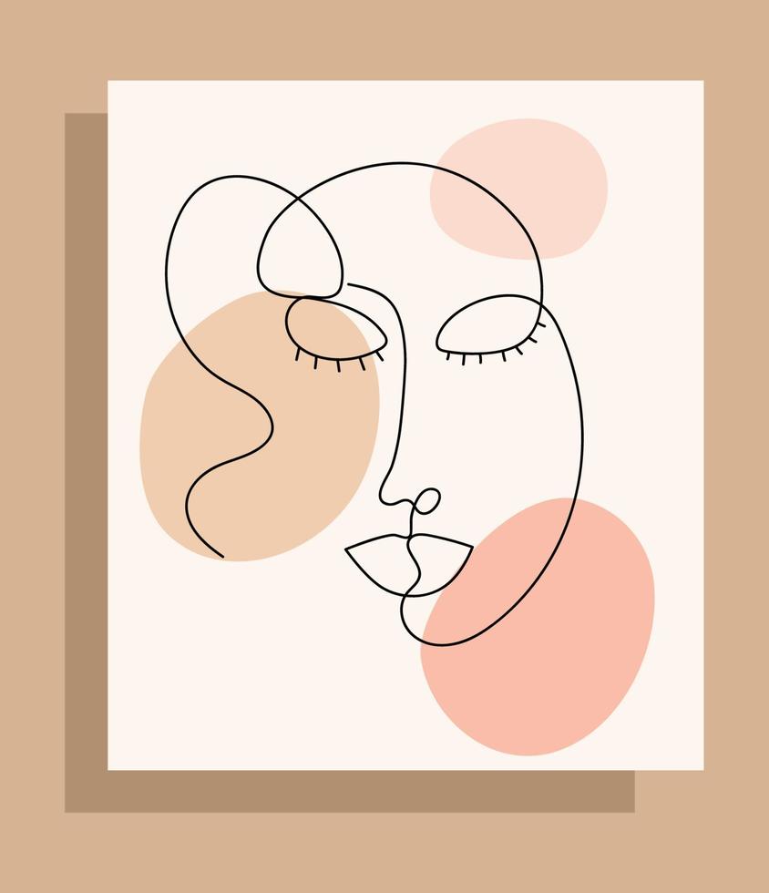 The girl on the poster in a minimalist way. One line style. Vector stock illustration. Decoration. isolated. outline. Art