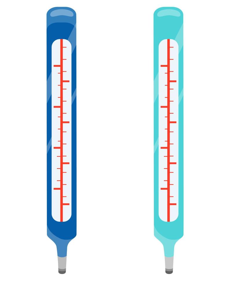 conjunto de termómetros en estilo de dibujos animados. ilustración de stock vectorial. aislado. medios para medir la temperatura. vector