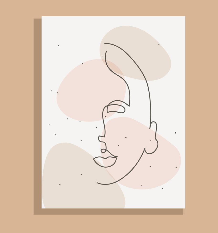 Minimalistic style in one line with the silhouette of a girl's face. Character. Vector stock illustration. Modern design.