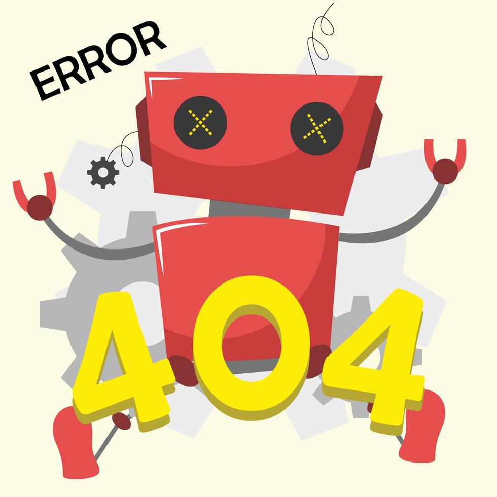 Error Page 404 with Broken Robot vector