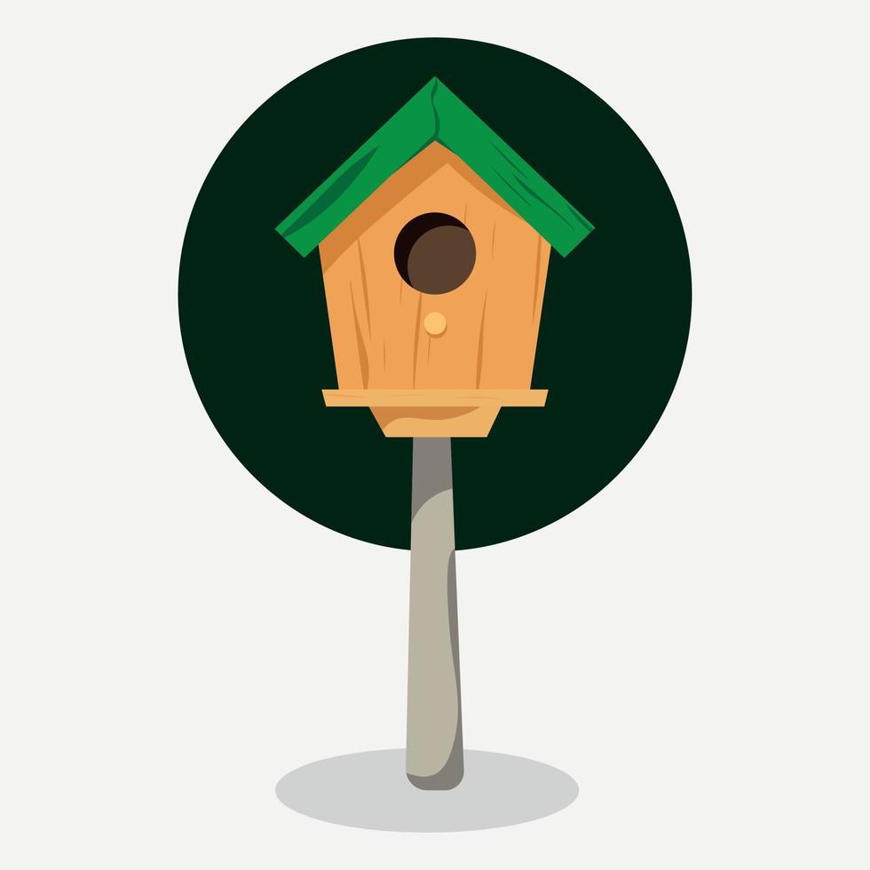 Green roof, wooden bird house vector