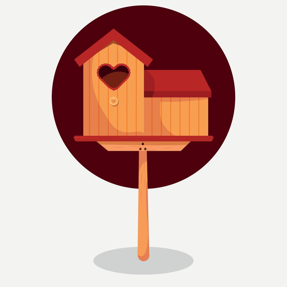 Red roof, wooden bird house vector