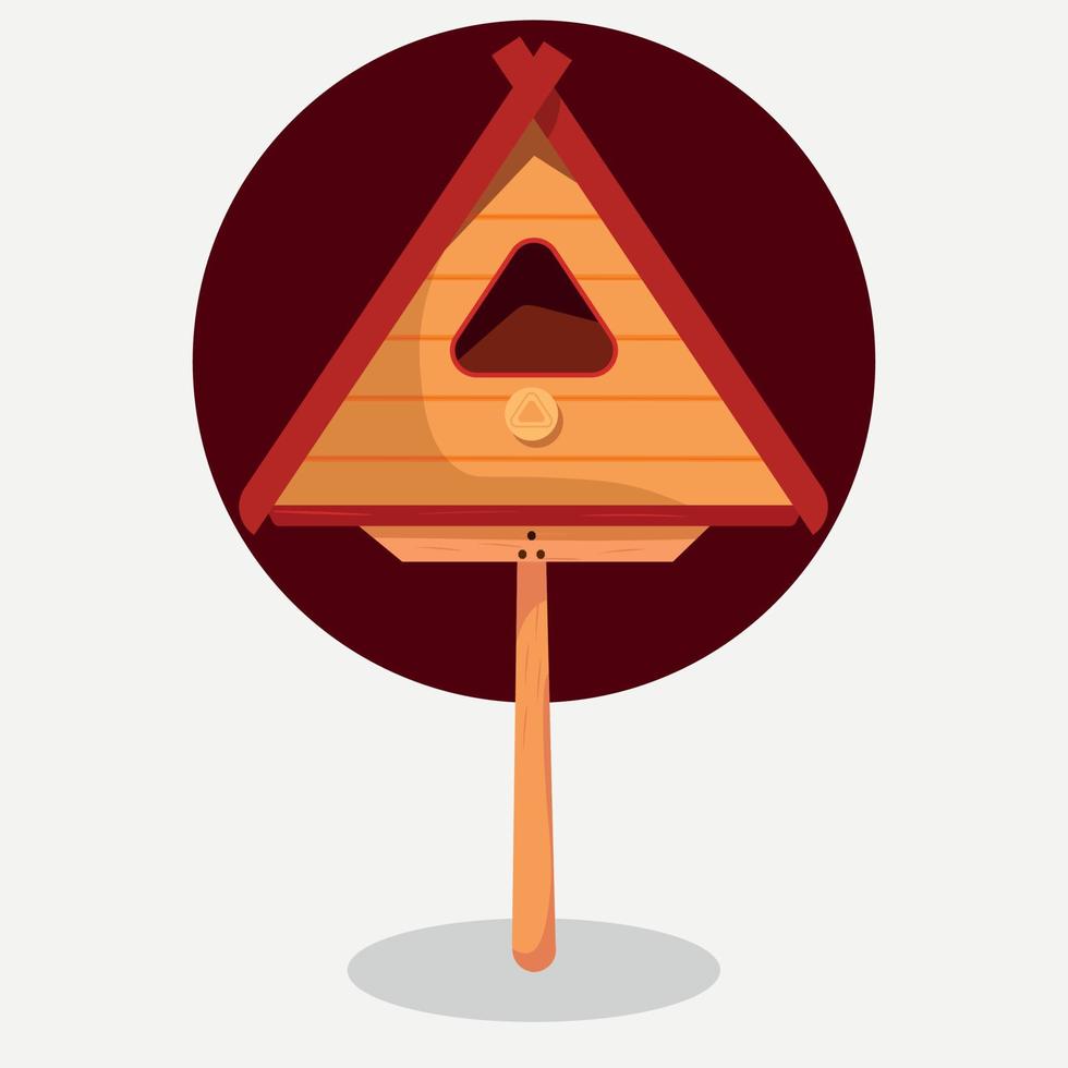 Red roof, wooden bird house vector