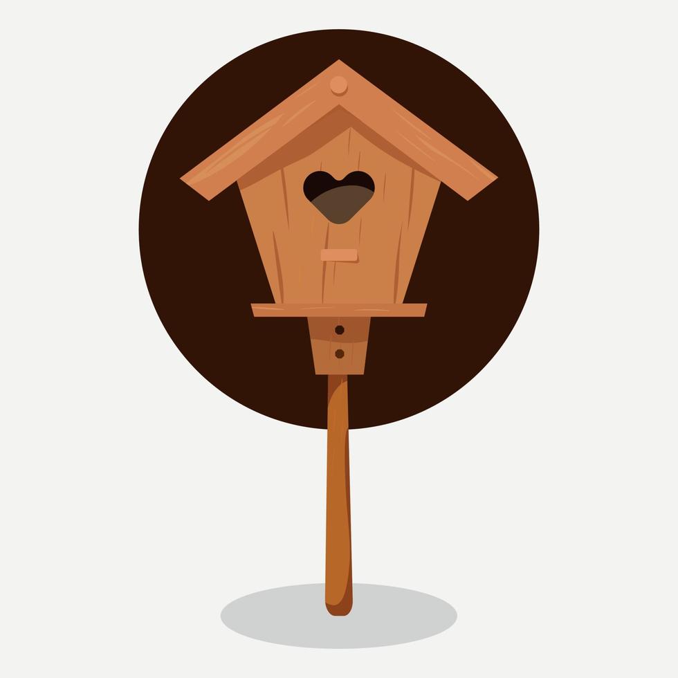 Green roof, wooden bird house vector