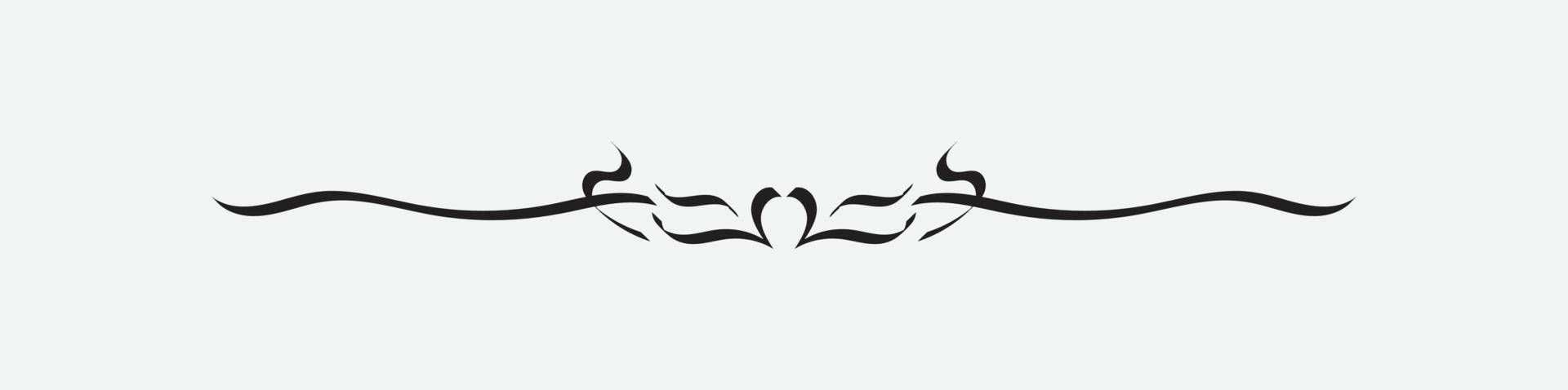 ornamental filigree flourish and thin divider. Classical vintage element, vector illustration