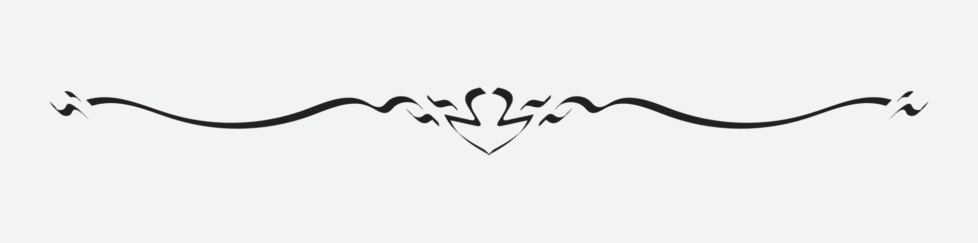 ornamental filigree flourish and thin divider. Classical vintage element, vector illustration