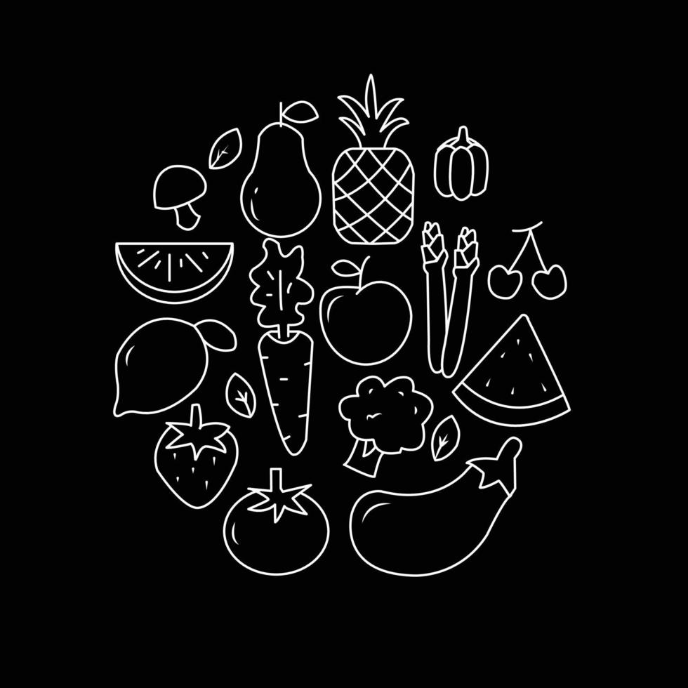 create icon icon designs, fruit icon designs with black backgrounds, simple fruit icons, fruit fruit designs suitable for symbols and icons vector