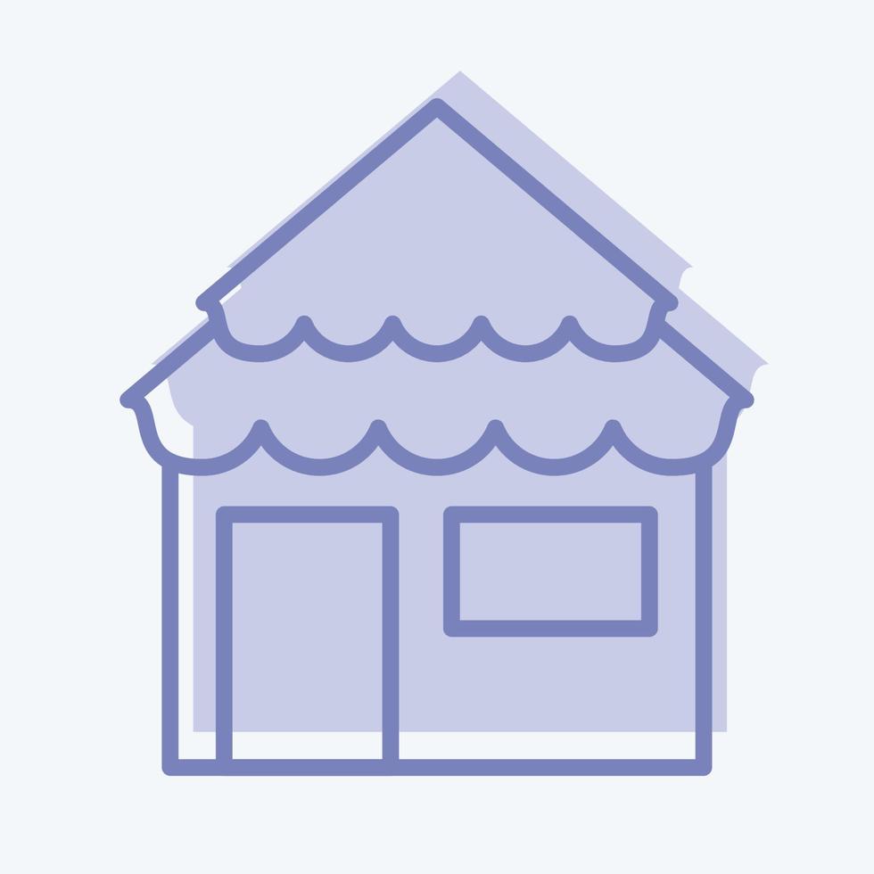 Icon Bungalow. suitable for Summer symbol. two tone style. simple design editable. design template vector. simple illustration vector