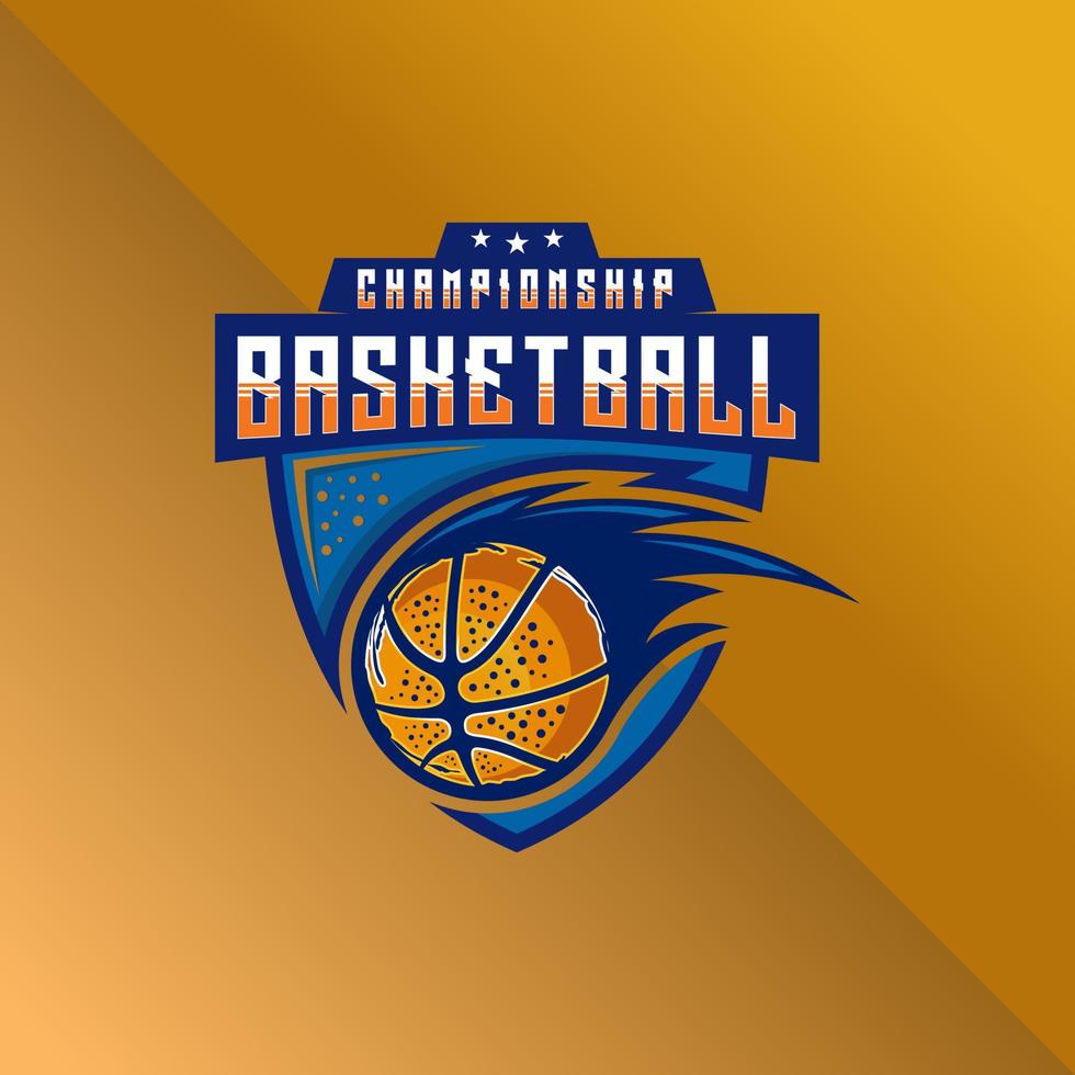 Ilustración de vector de diseño de logotipo de deporte de baloncesto