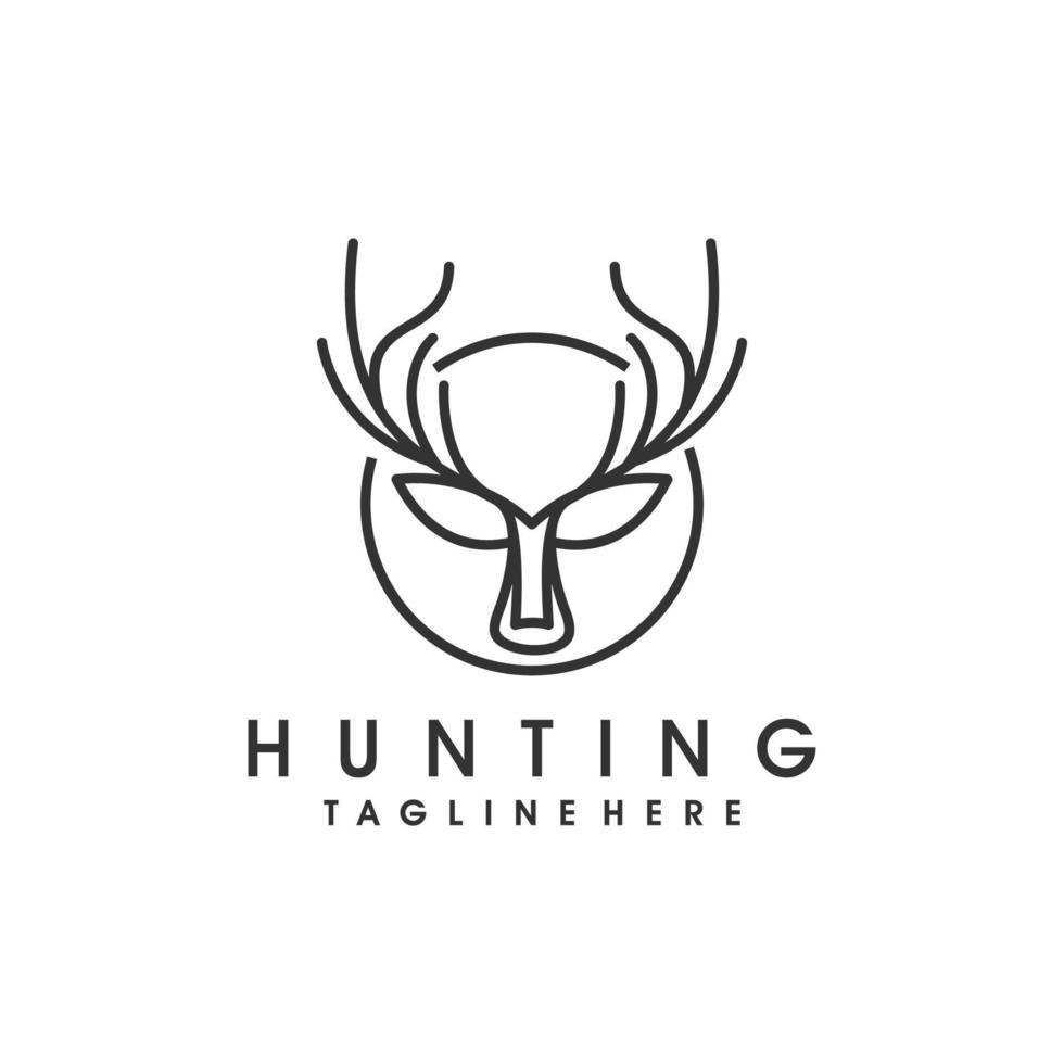 Deer line art logo design template vector