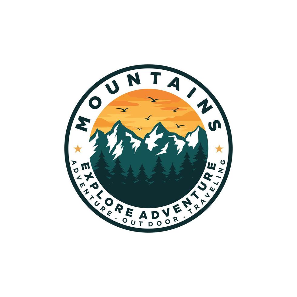 plantilla de logotipo de aventura de montaña vector