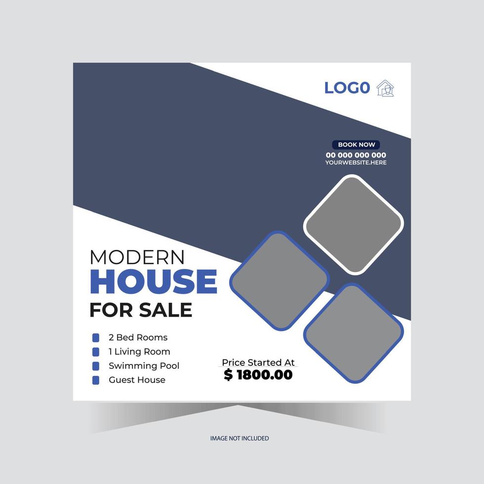 Real estate house property instagram post or social media banner template vector