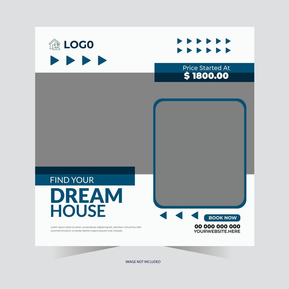 Real estate house property instagram post or social media banner template vector