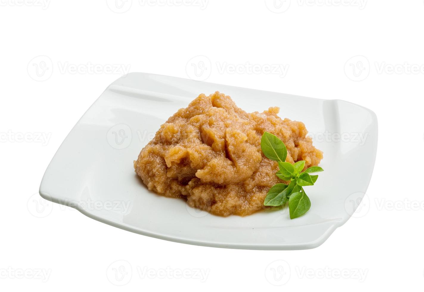 Pollock roe on the plate and white background photo