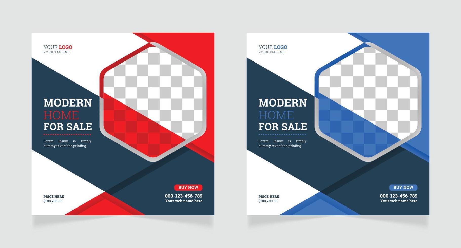 Real estate house property social media post or square banner template vector