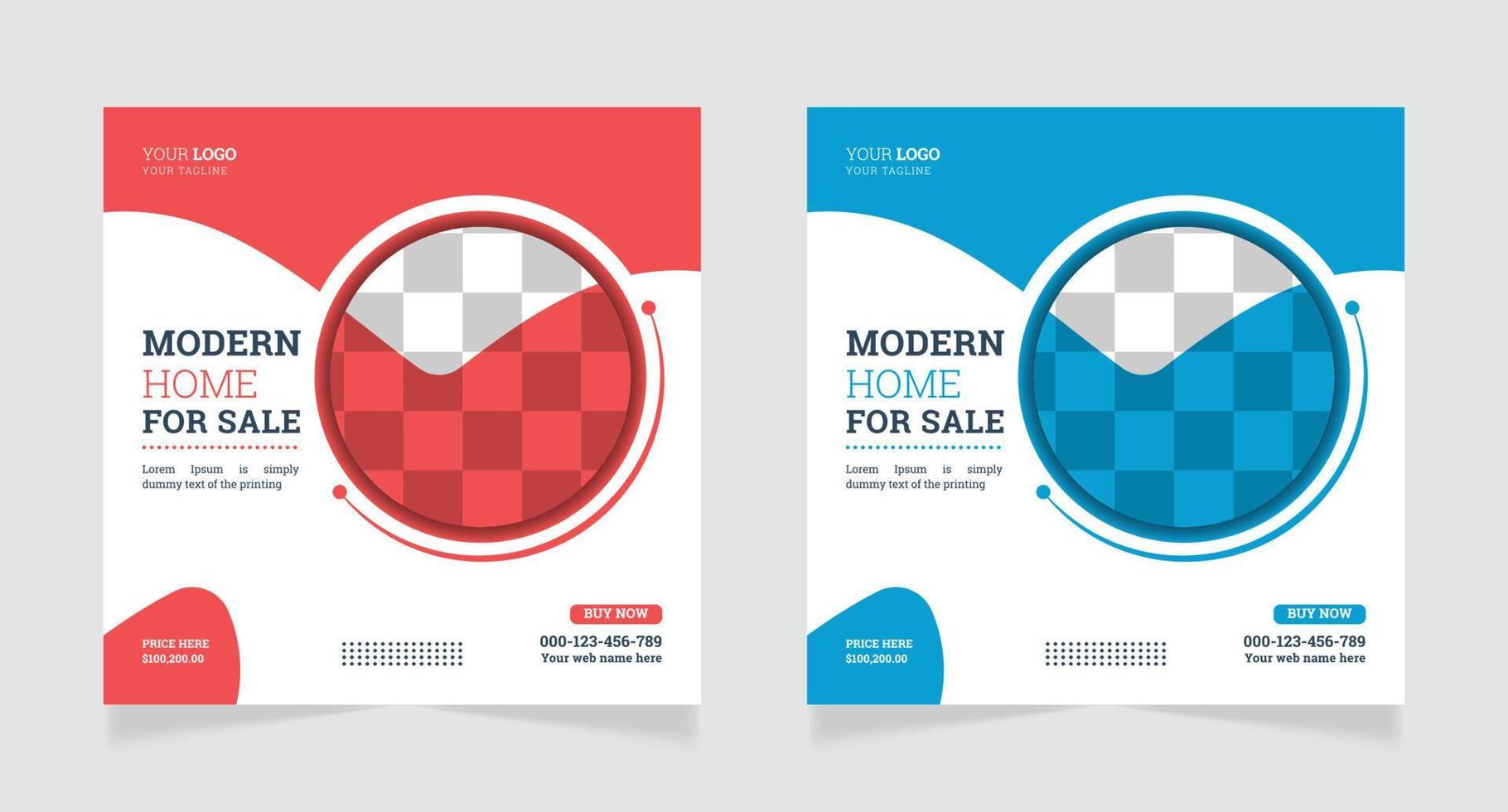 Real estate house property social media post or square banner template vector