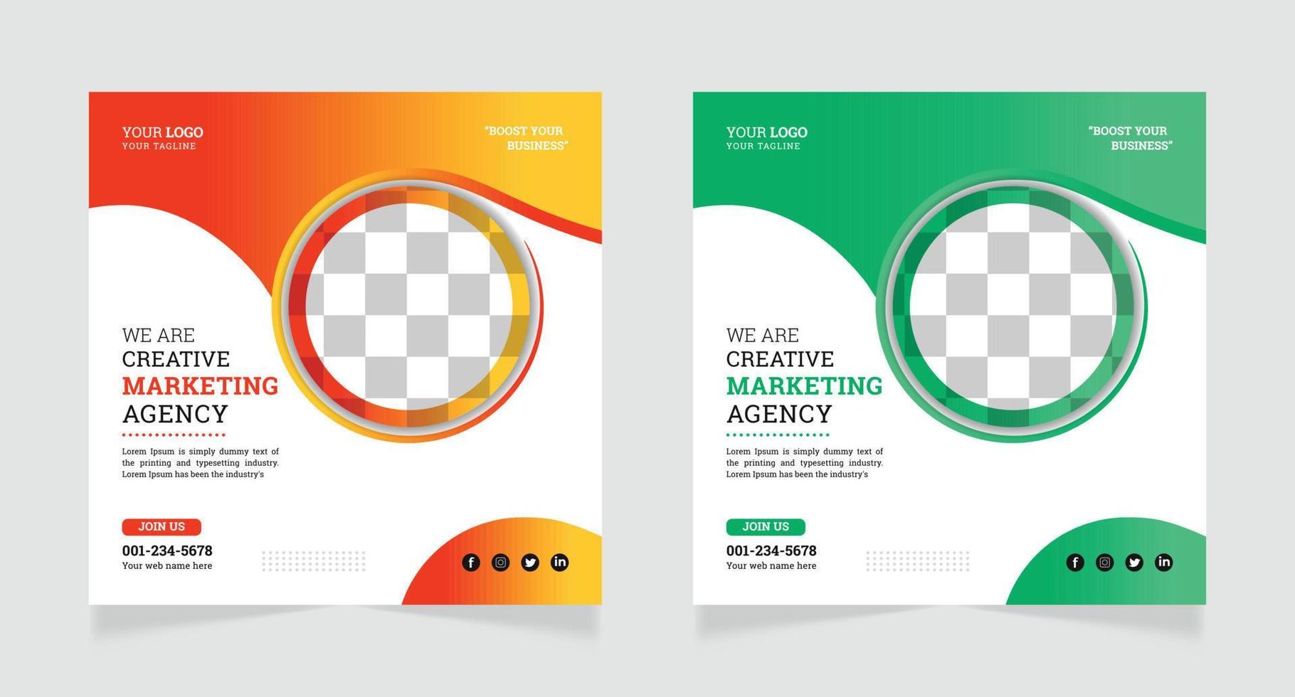 Digital marketing agency social media and instagram post design template vector