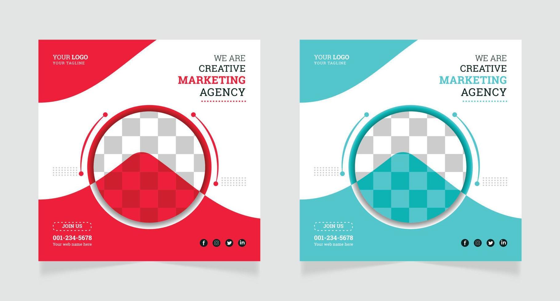Digital marketing agency social media and instagram post design template vector