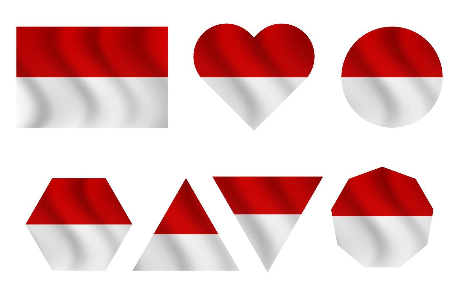 Illustration waving Indonesia flag design in shapes collection vector