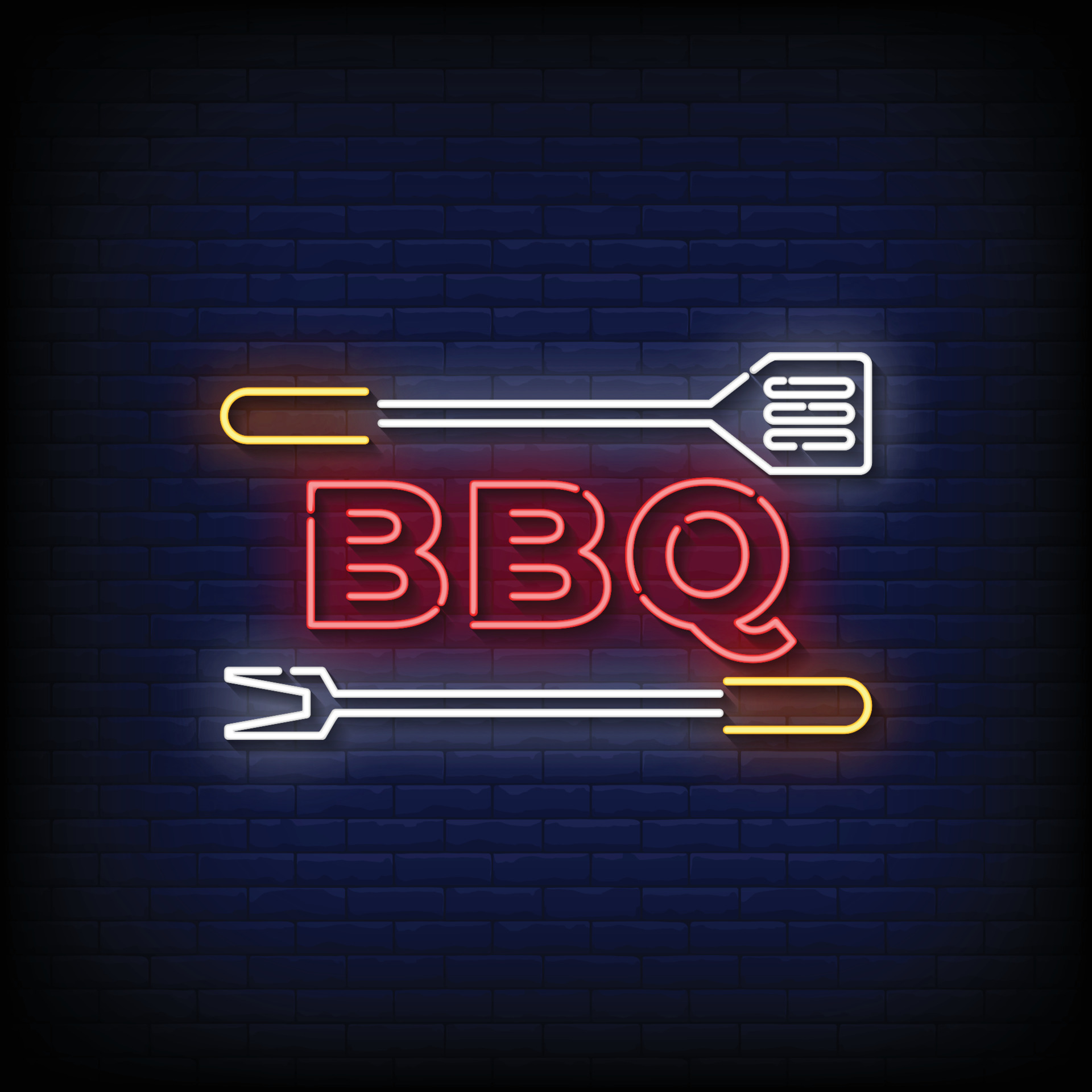 Neon Sign bbq with Brick Wall Background 10935305 Vector Art at Vecteezy