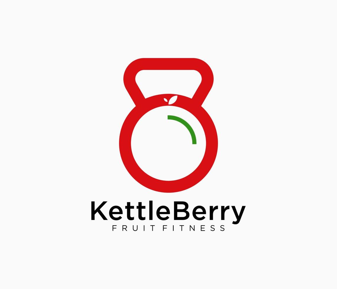 Design Kettlebell Gym Fitness Healthy With Berry Fruit Fresh symbol Template vector