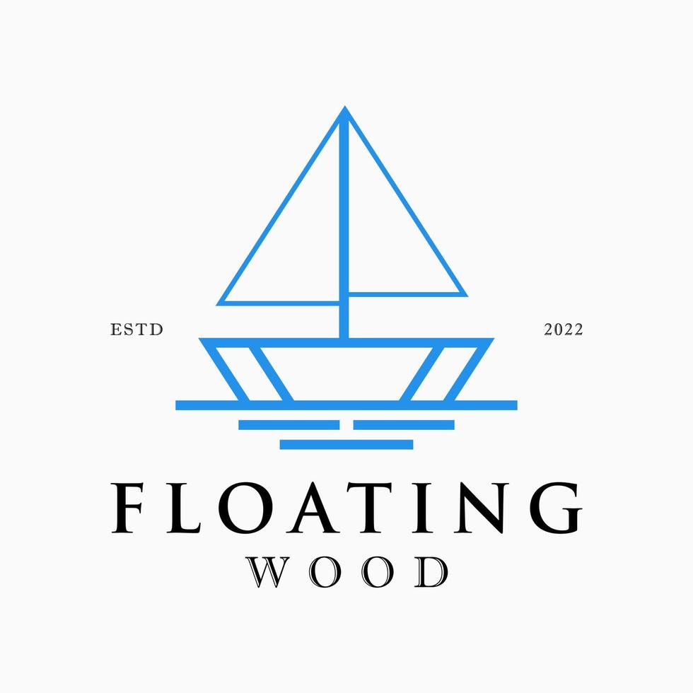 Minimalist Ship Clean Simple Line Floating Logo Design Vector