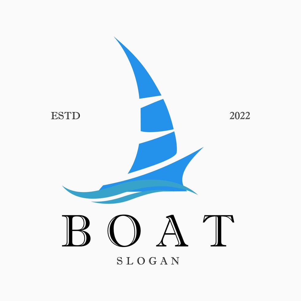 Boat Canoe Yacht Illustration Vintage Logo Design Vector