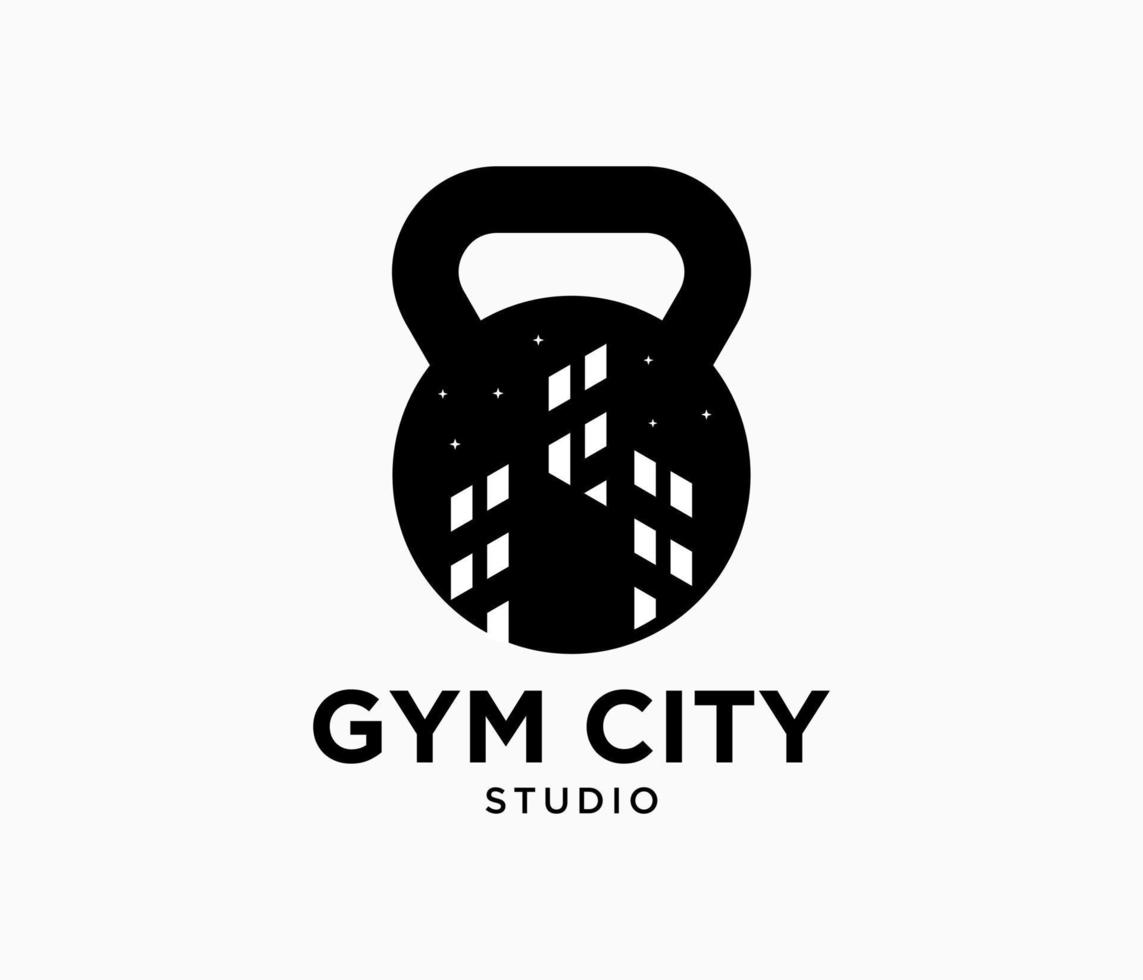 Kettlebell Symbol Fitness Gym Studio Town Center symbol Design Vector
