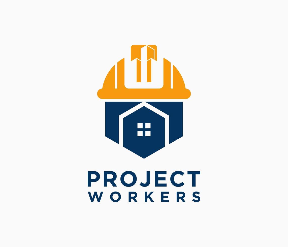 Orange Hat Builder Constructor Industry Support Service Repair Project Workers Design Vector