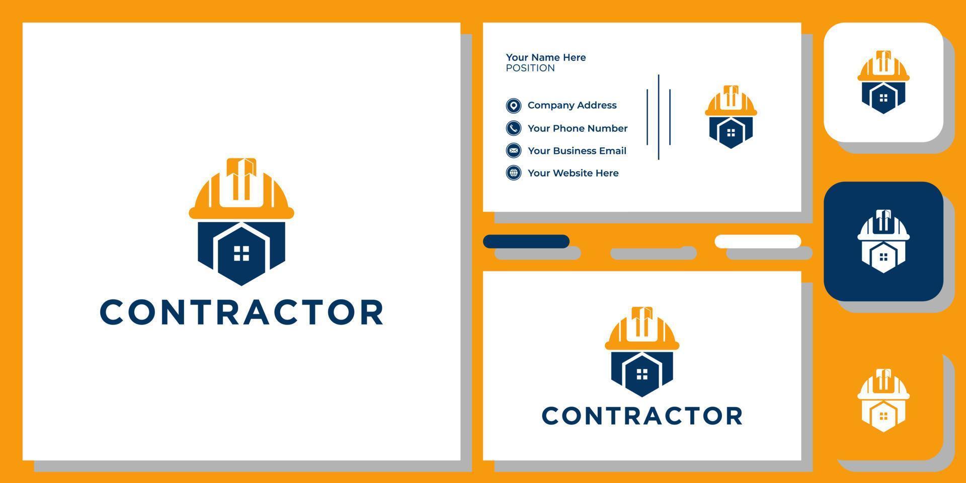 Orange Hat Builder Constructor Industry Support Service Repair Project Workers Design Vector
