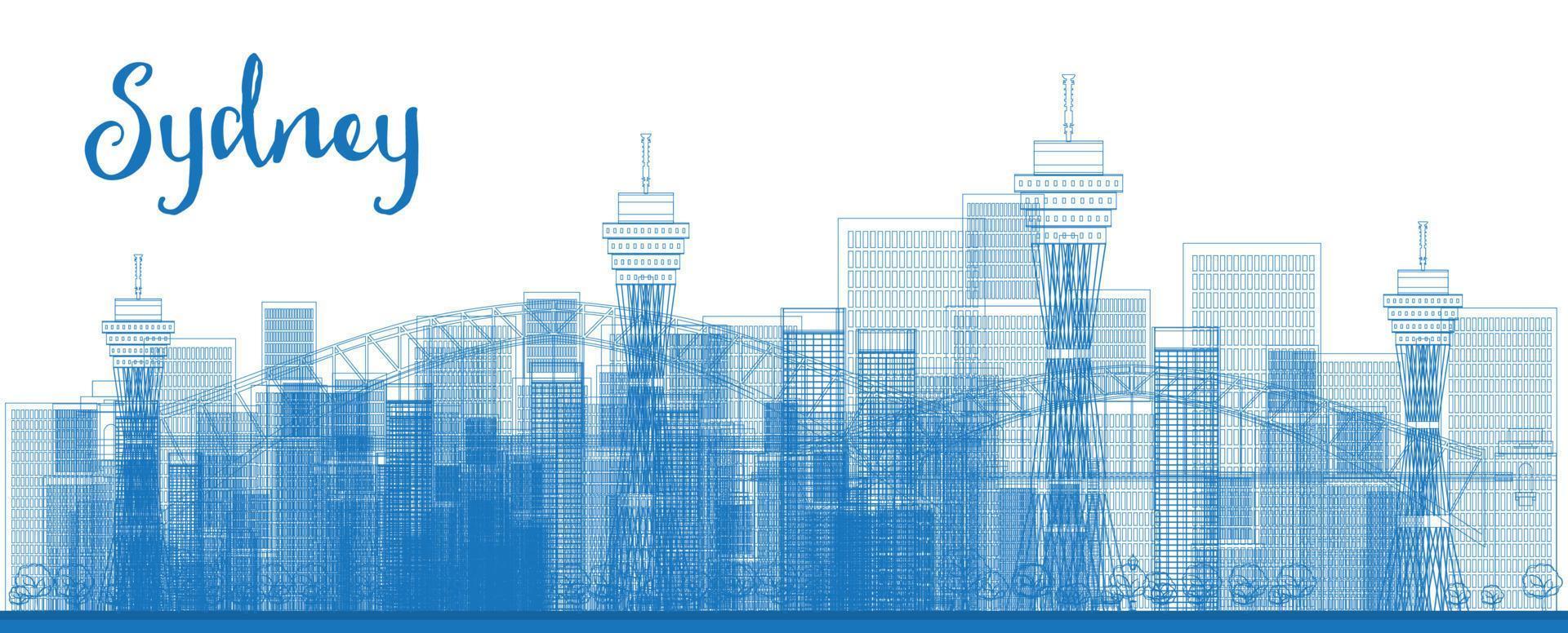 Abstract Outline Sydney City skyline with skyscrapers. vector