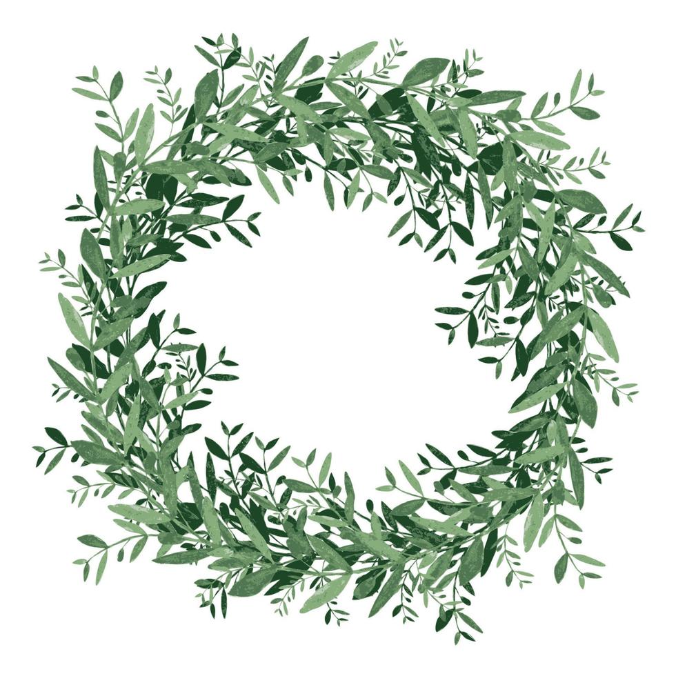 Watercolor olive wreath. Isolated vector illustration on white background.