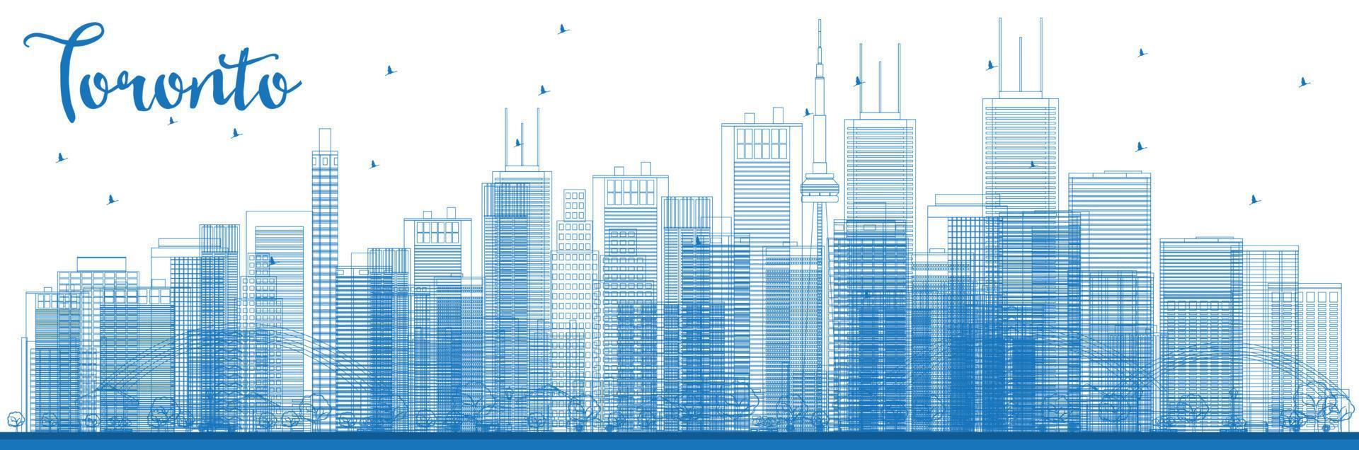 esbozar el horizonte de toronto con edificios azules. vector