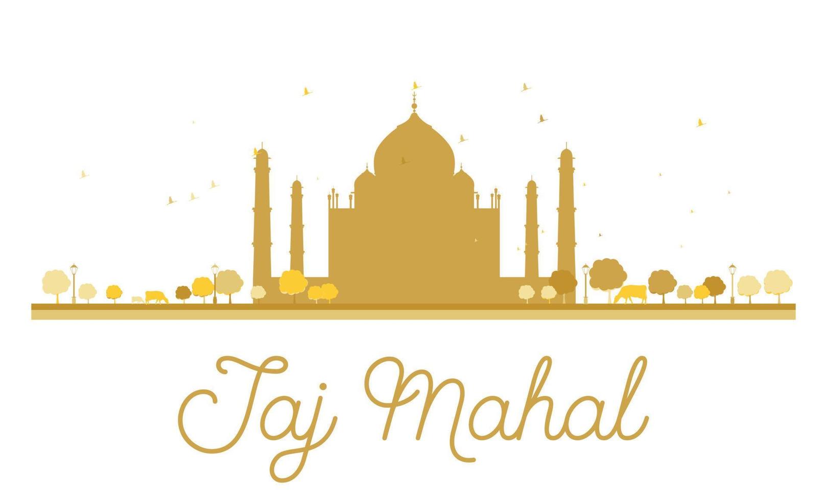 silueta dorada taj mahal. vector