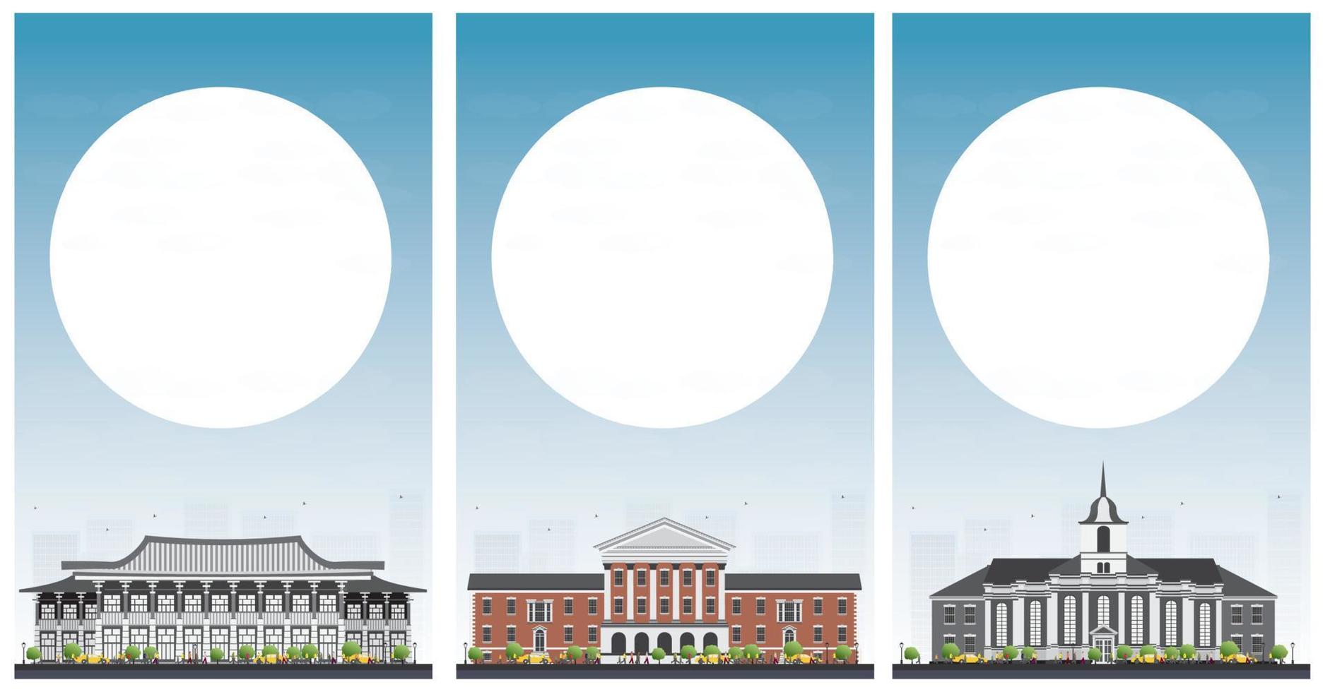 Set of university study banners with copy space. vector