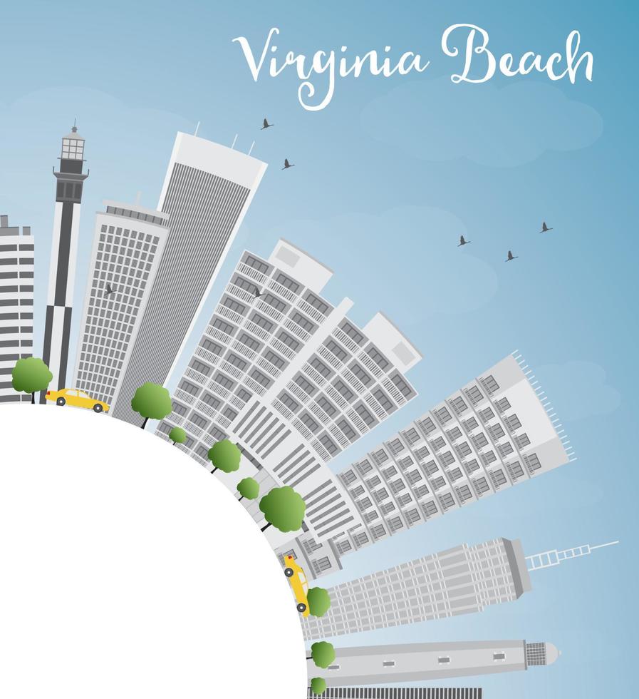 Virginia Beach Virginia Skyline with Gray Buildings and Copy Space. vector