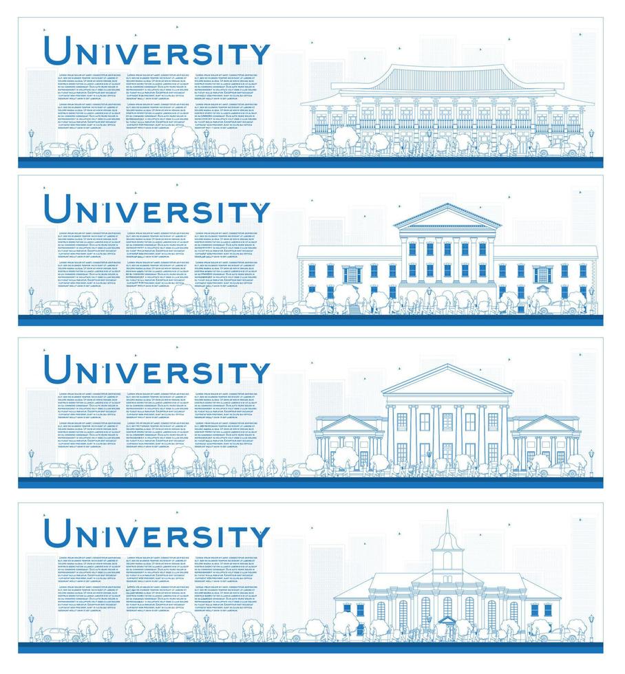 Outline Set of university study banners. vector