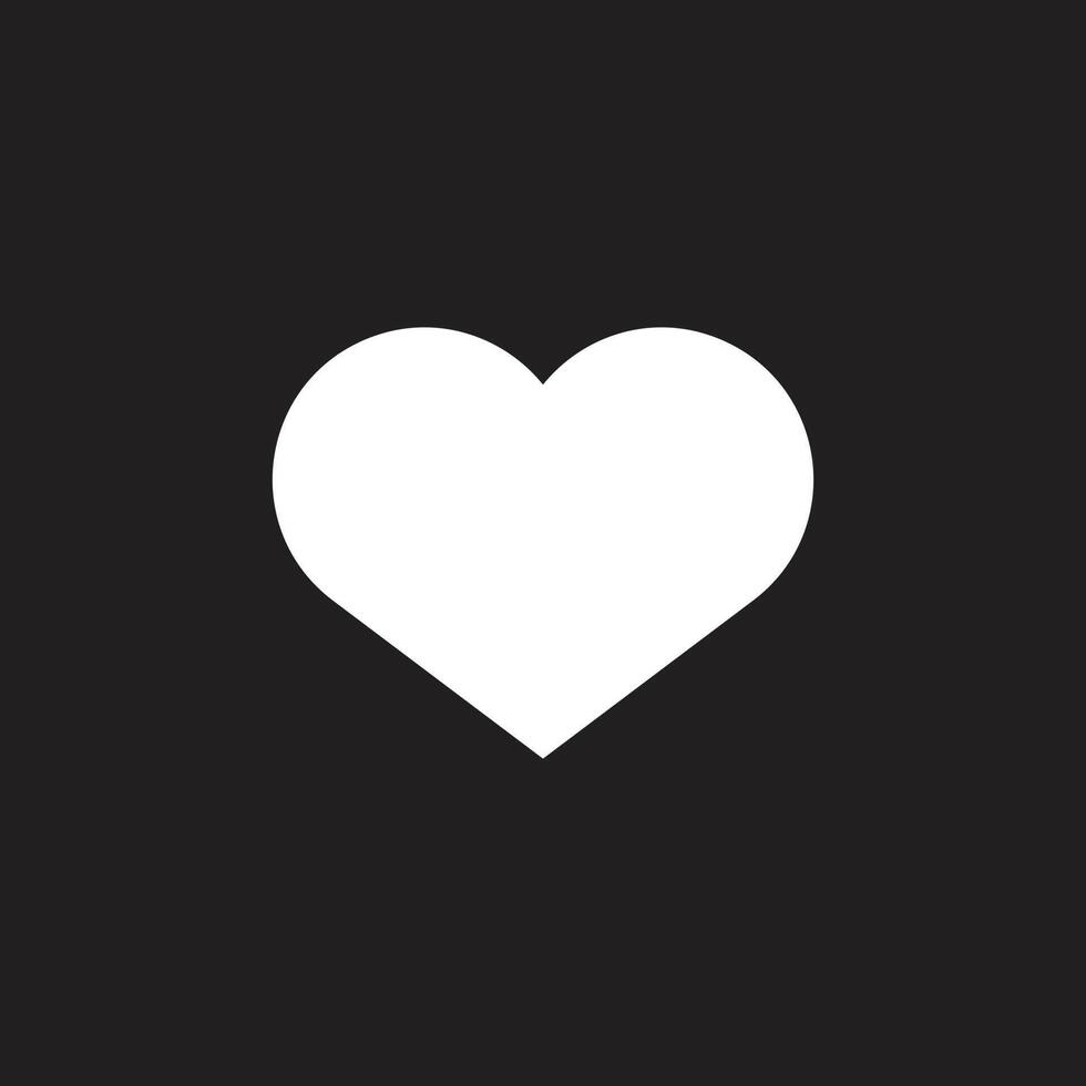 eps10 vector blanco lleno de corazón icono aislado sobre fondo negro. Me encanta el símbolo sólido en un estilo moderno y plano simple para el diseño de su sitio web, logotipo, pictograma y aplicación móvil