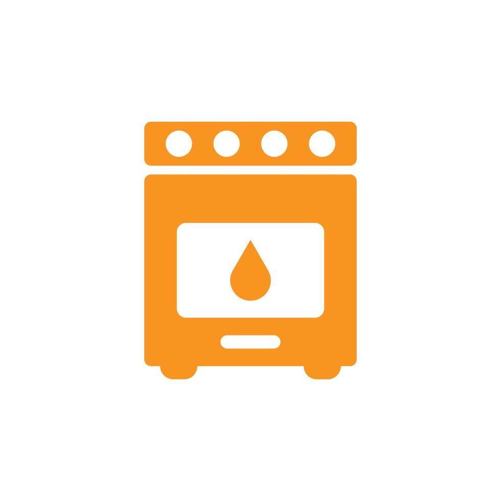 eps10 orange vector oven solid icon isolated on white background. kitchen stove symbol in a simple flat trendy modern style for your website design, logo, pictogram, and mobile application